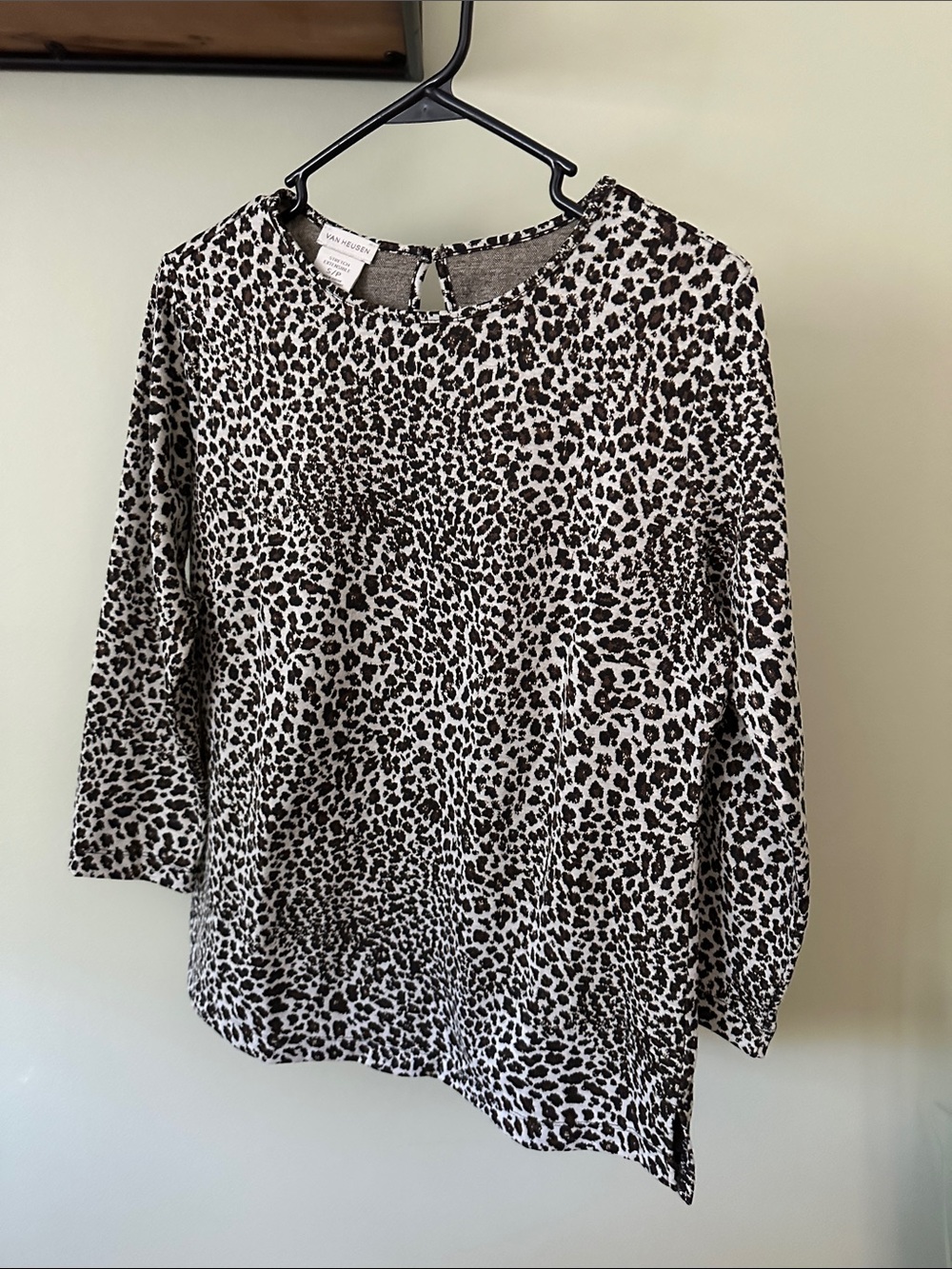 Van Heusen Black and White Leopard Print Long Sleeve Top